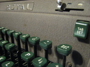 Old fashioned typewriter keyboard detail