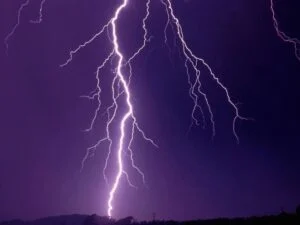Image of forked lightning against a night sky