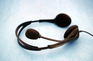 Pair of headphones with integral microphone
