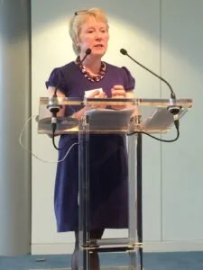 Alison Baverstock at the lectern