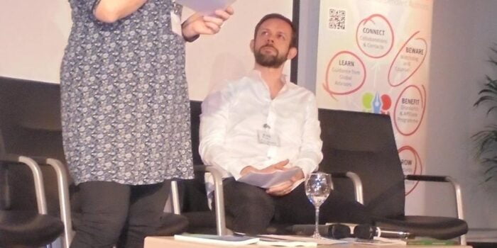 Photo of Debbie and Piers on stage