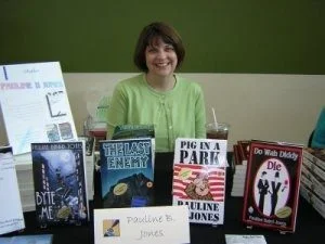 Pauline Baird Jones at her book signing table