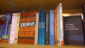 One of Debbie's books on a shelf in Foyles