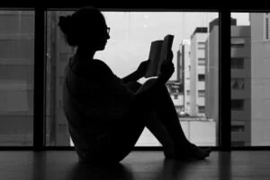 Girl reading alone