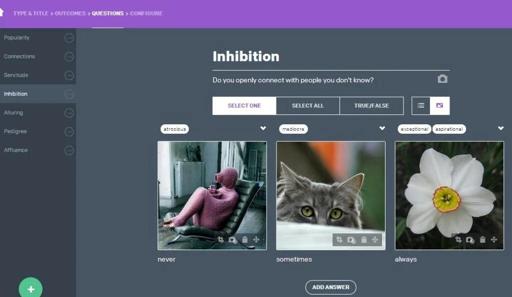 screenshot of sample questions