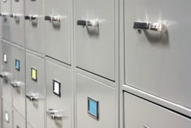 photo of old-fashioned metal filing cabinets