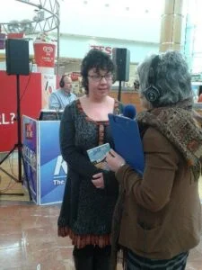 Photo of Lorna in radio interview