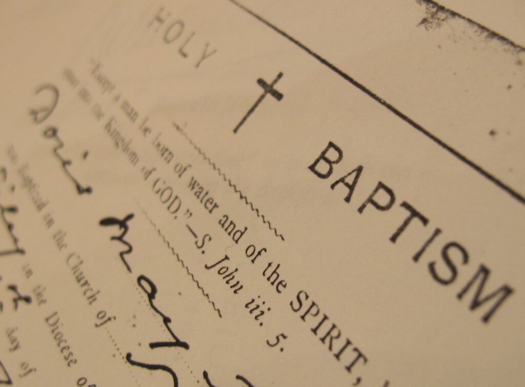 baptism certificate (Photograph © Sandra Danby)