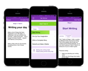 Screenshots of Jenny Alexander's Get Writing App