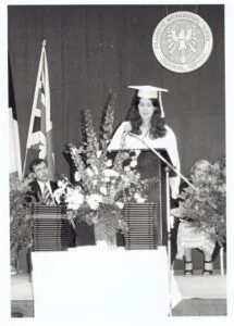 Debbie Young at graduation ceremony