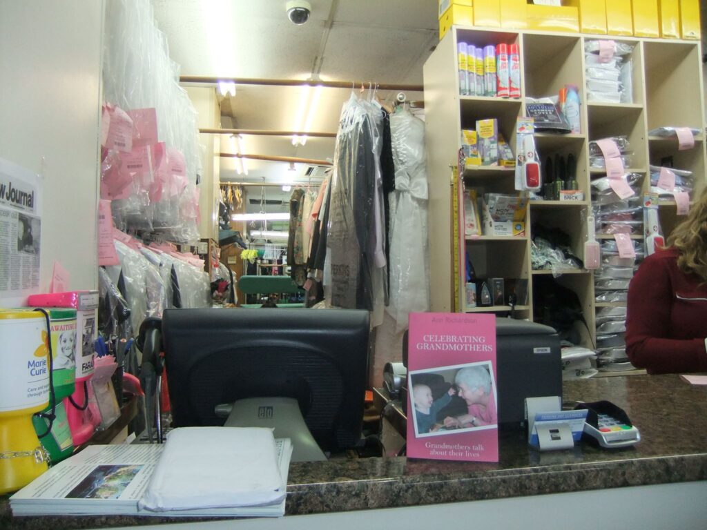 photo of book on display at dry cleaners