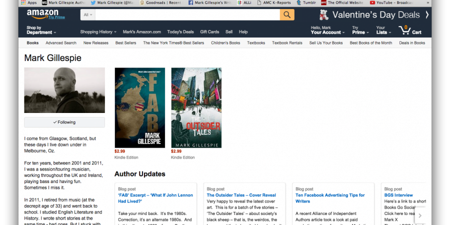 Screenshot Of Mark Gillespie's Own Amazon Author Page