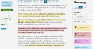 screenshot of Hemingway app