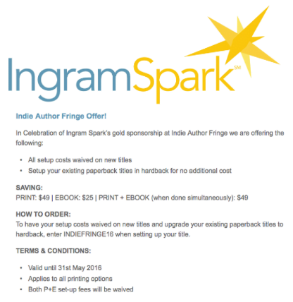 Ingram Spark Indie Author Fringe Offer