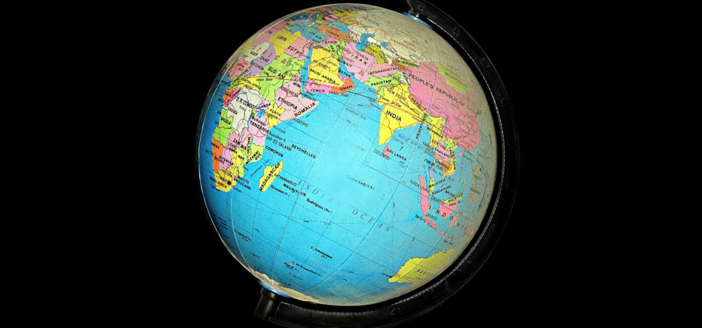 Photo of a globe against a black background