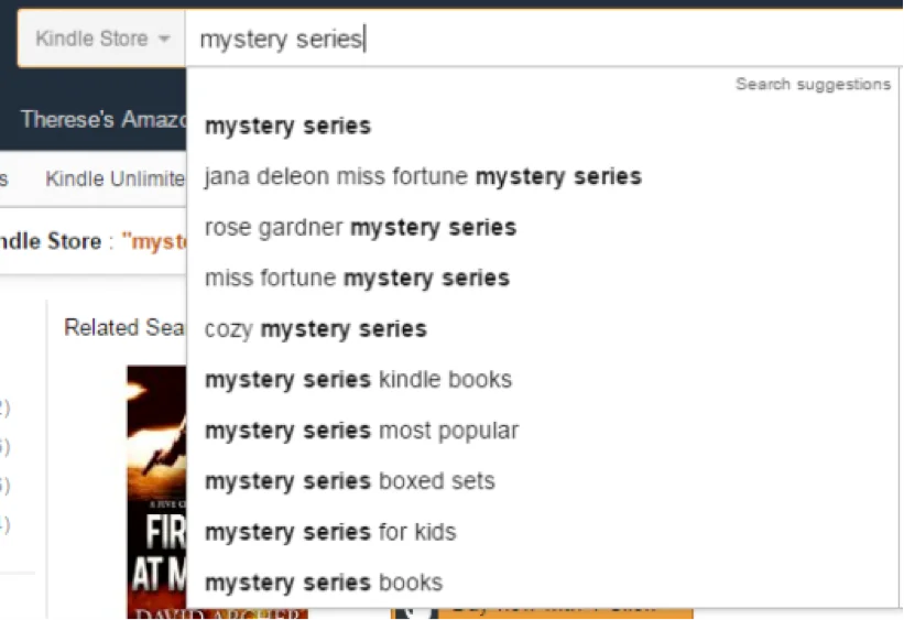 screenshot showing mystery series appearing in lots of search strings