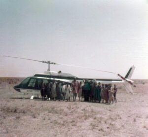 Helicopter in Africa with Francis and friends