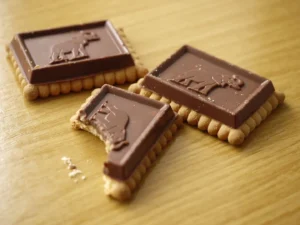 Photo of biscuits with chocolate elephant topping