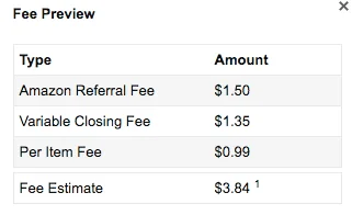 table showing how costs breakdown