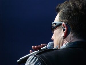 singer at microphone