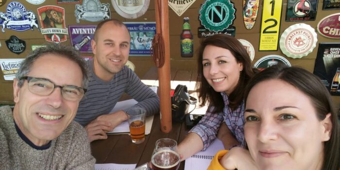 Photo of them meeting in person