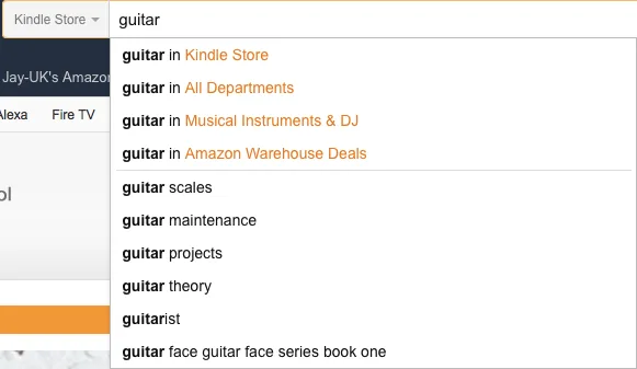 Amazon Search for Guitar