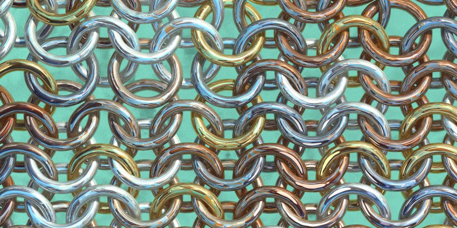 Grid Of Metal Chain Links All Interconnected