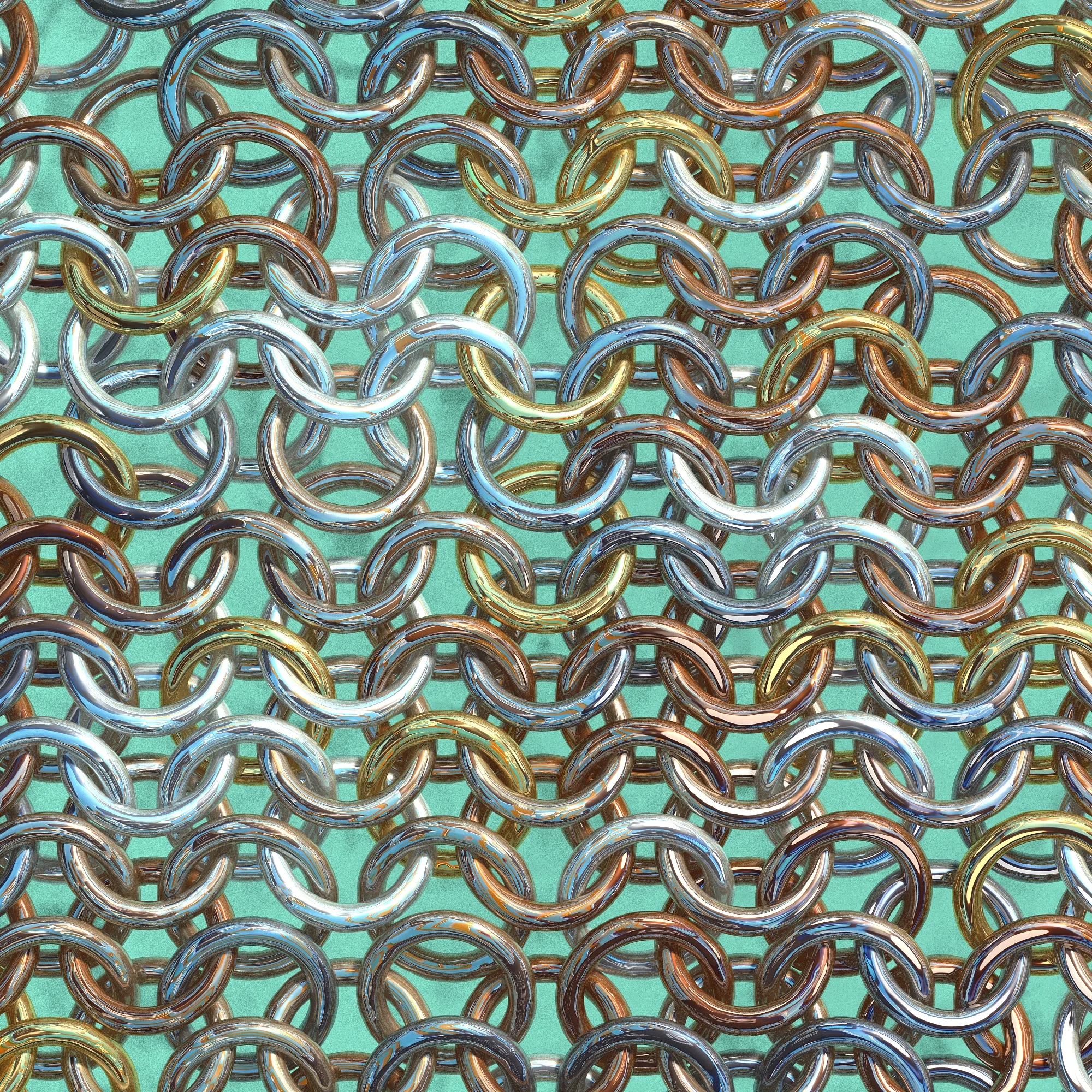 Grid Of Metal Chain Links All Interconnected