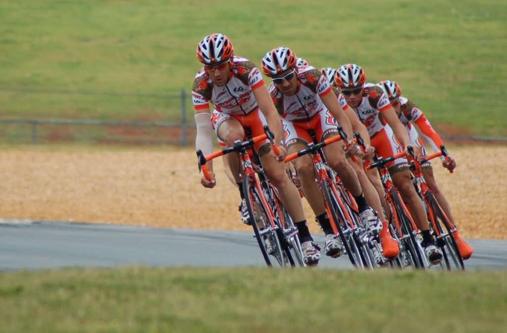 photo of racing cyclists