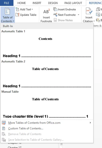 screenshot of headings styles