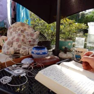 Photo of handwriting in the garden