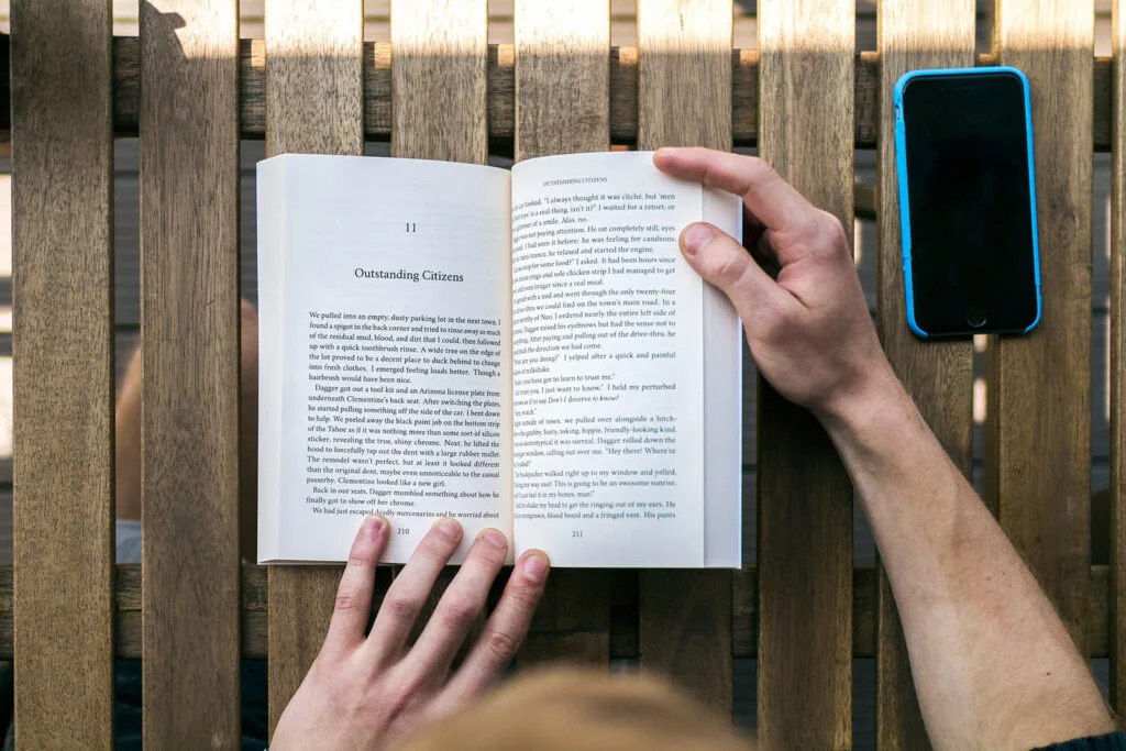 photo of holding a book open
