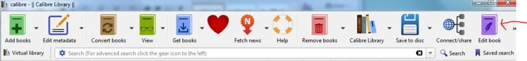 Calibre toolbar