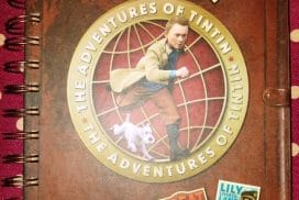 cover of TinTin noteboook showing travel destinations