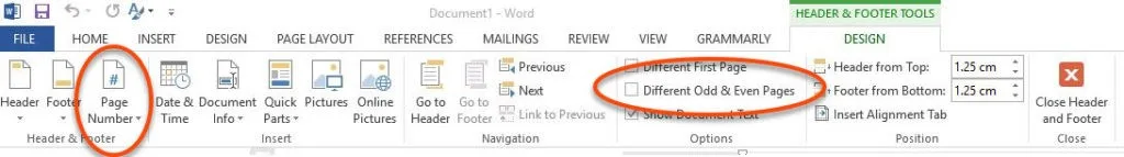 toolbar showing section breaks