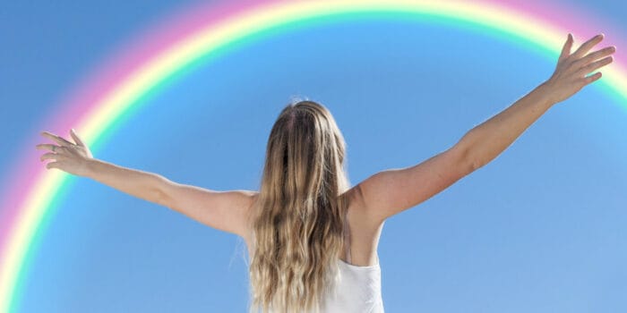 photo of girl with rainbow
