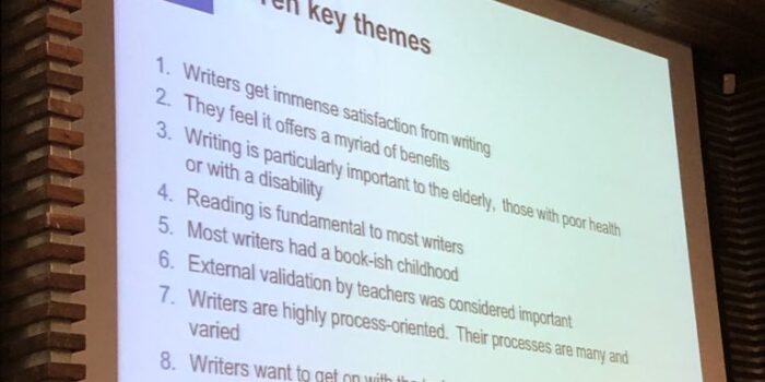 slide from the What Makes a Writer event