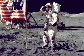 image of man landing on moon