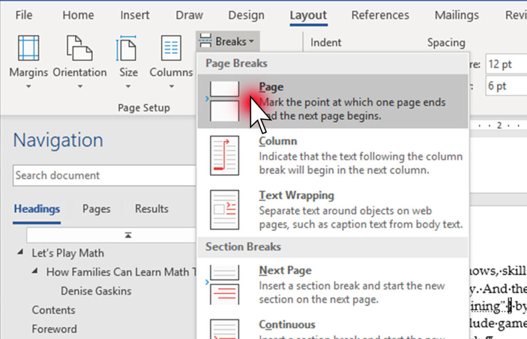 view page breaks excel for mac