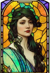 AI generated portrait of a woman in stained glass