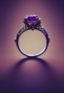 AI: a delicate amethyst engagement ring
