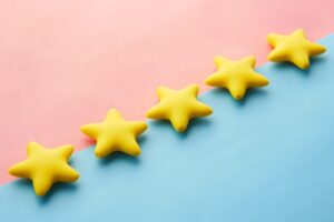 Five stars on coloured background