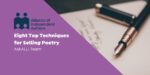 Text reads 'Eight Top Techniques for Selling Poetry'